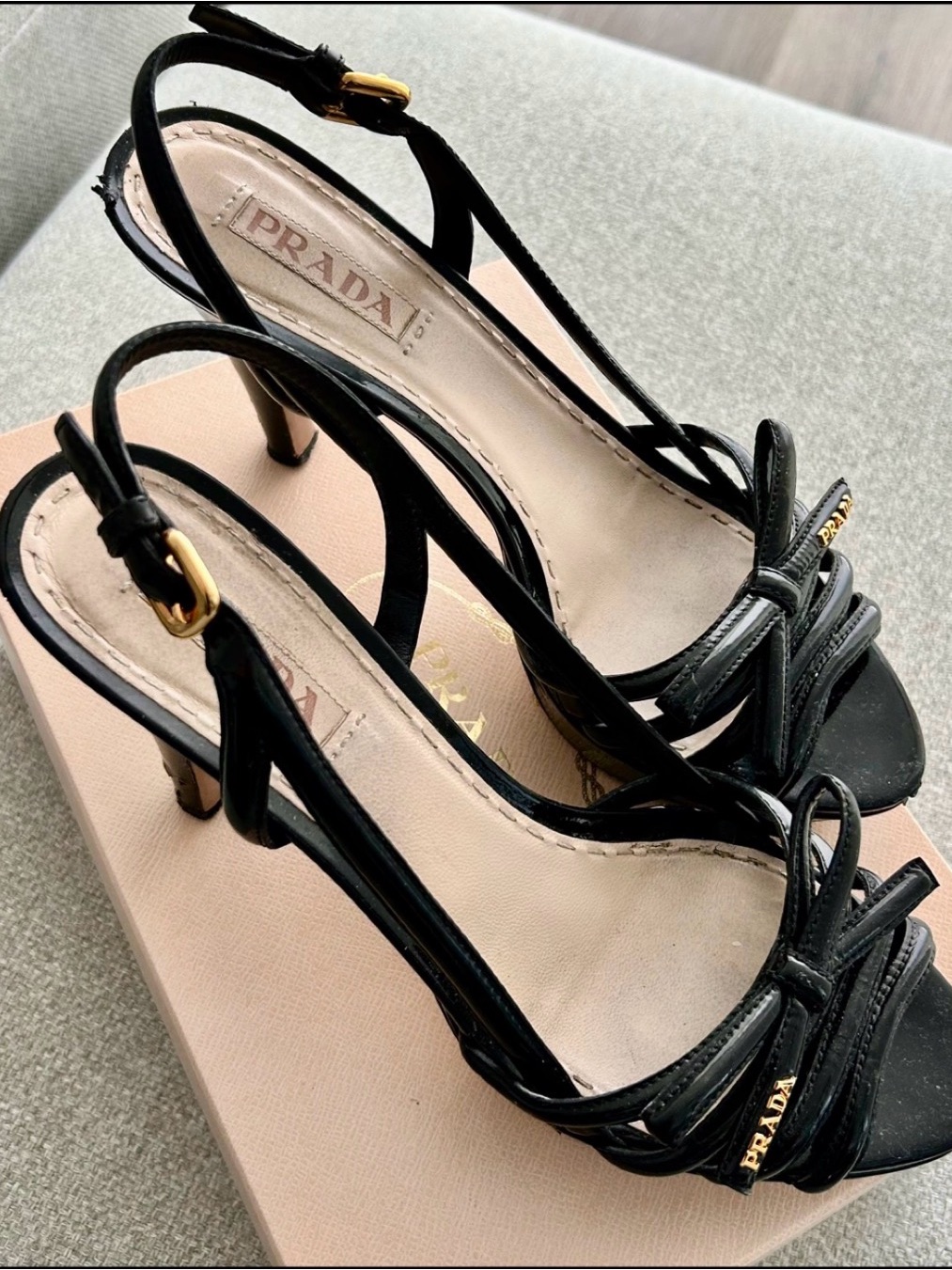 Prada Black Heels With Bow Detail